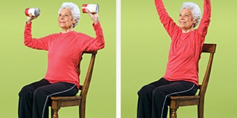 تمرین پرس سرشانه دمبل نشسته تمرین های قدرتی سالمندی